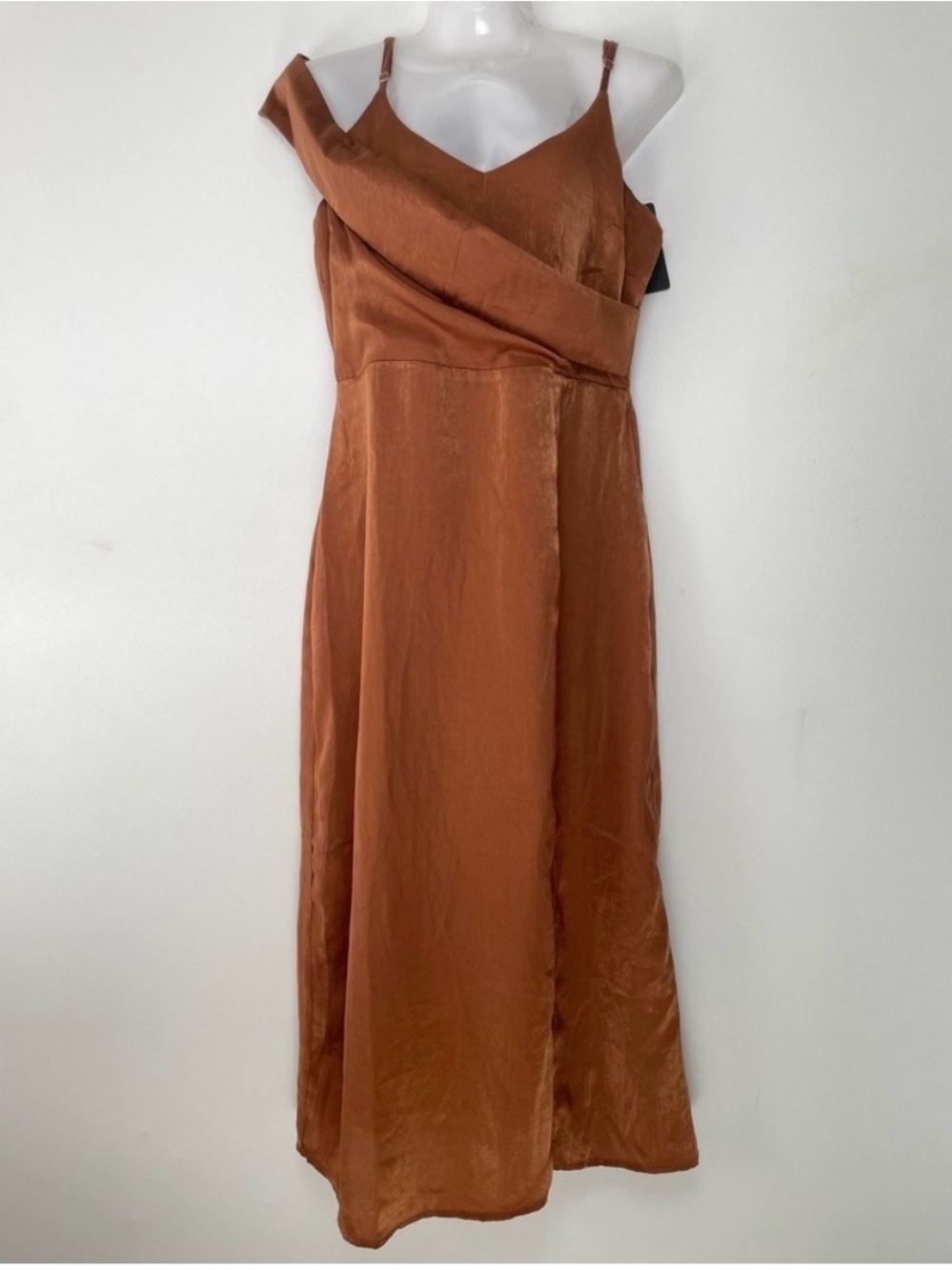Lulu's J.O.A Satin Dress in Rust